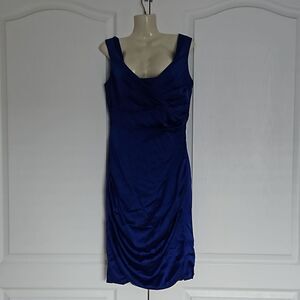 Twenty Cluny Women's Formal Satin Rushed Midi Dress 8 Electric Blue